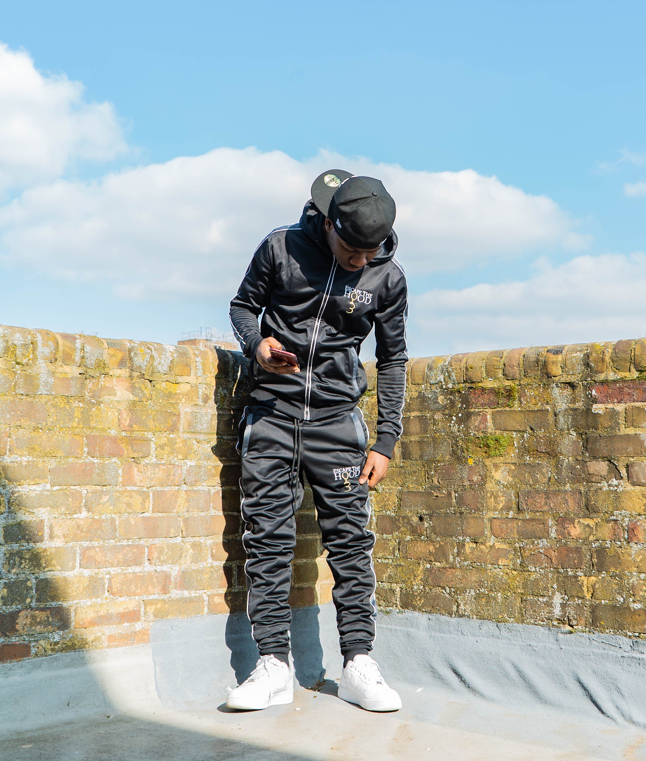 Black Panelled Tracksuit