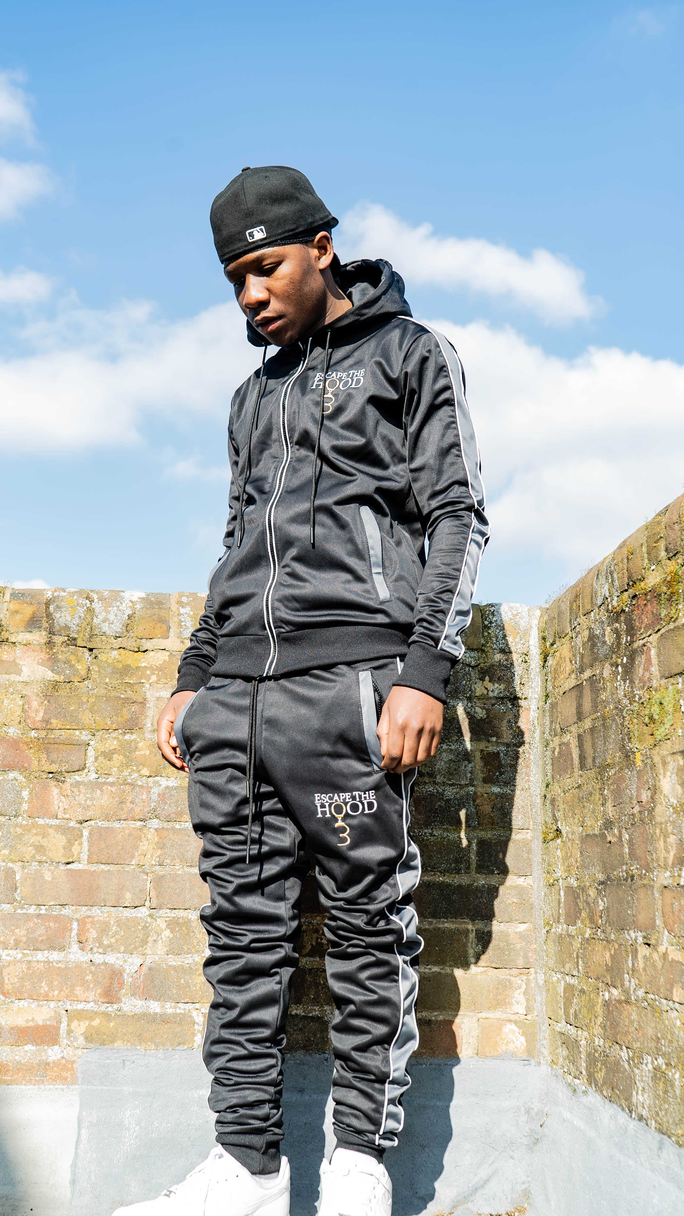 Black Panelled Tracksuit