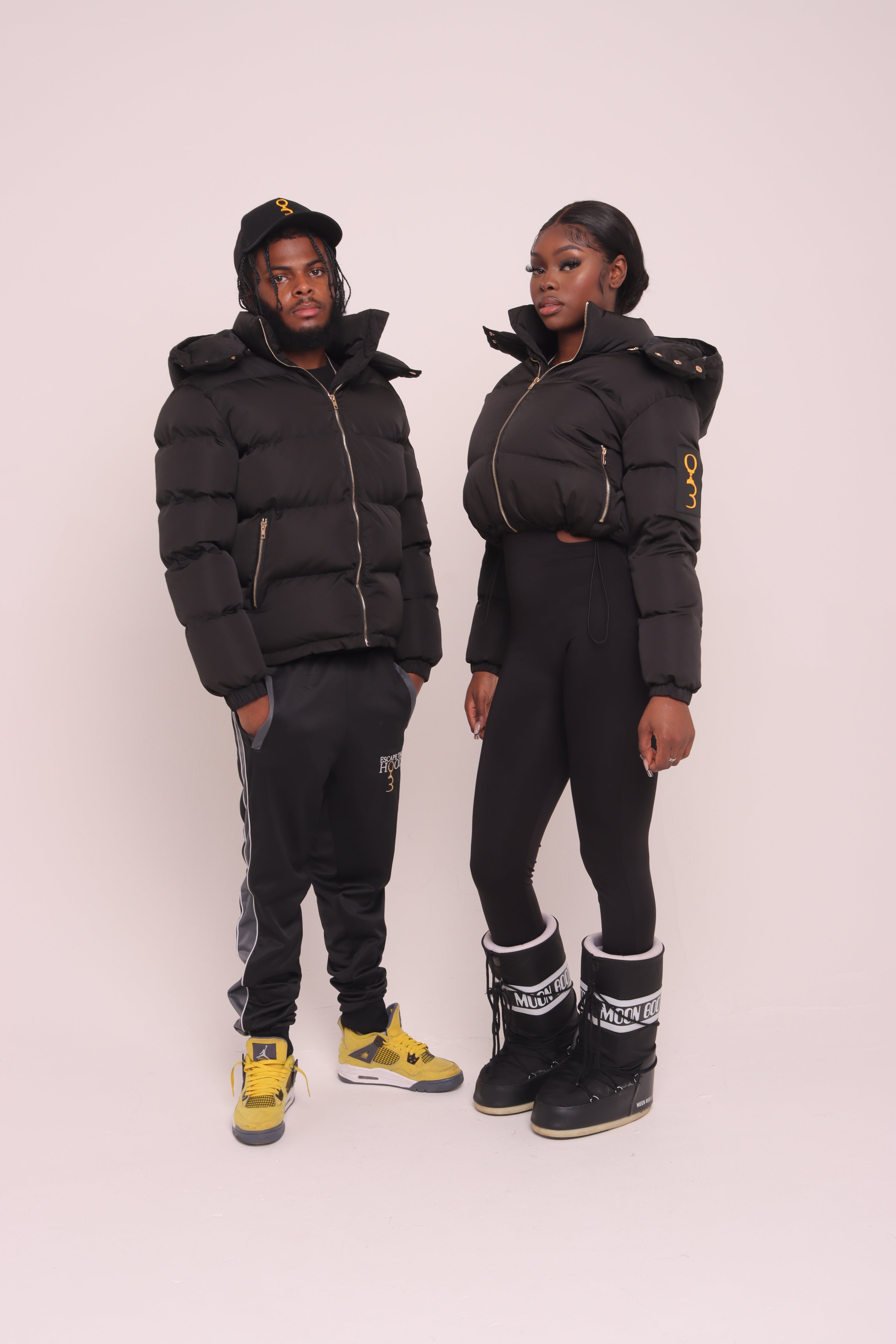 Cropped Black "Unlock Your Potential" Puffer Jacket