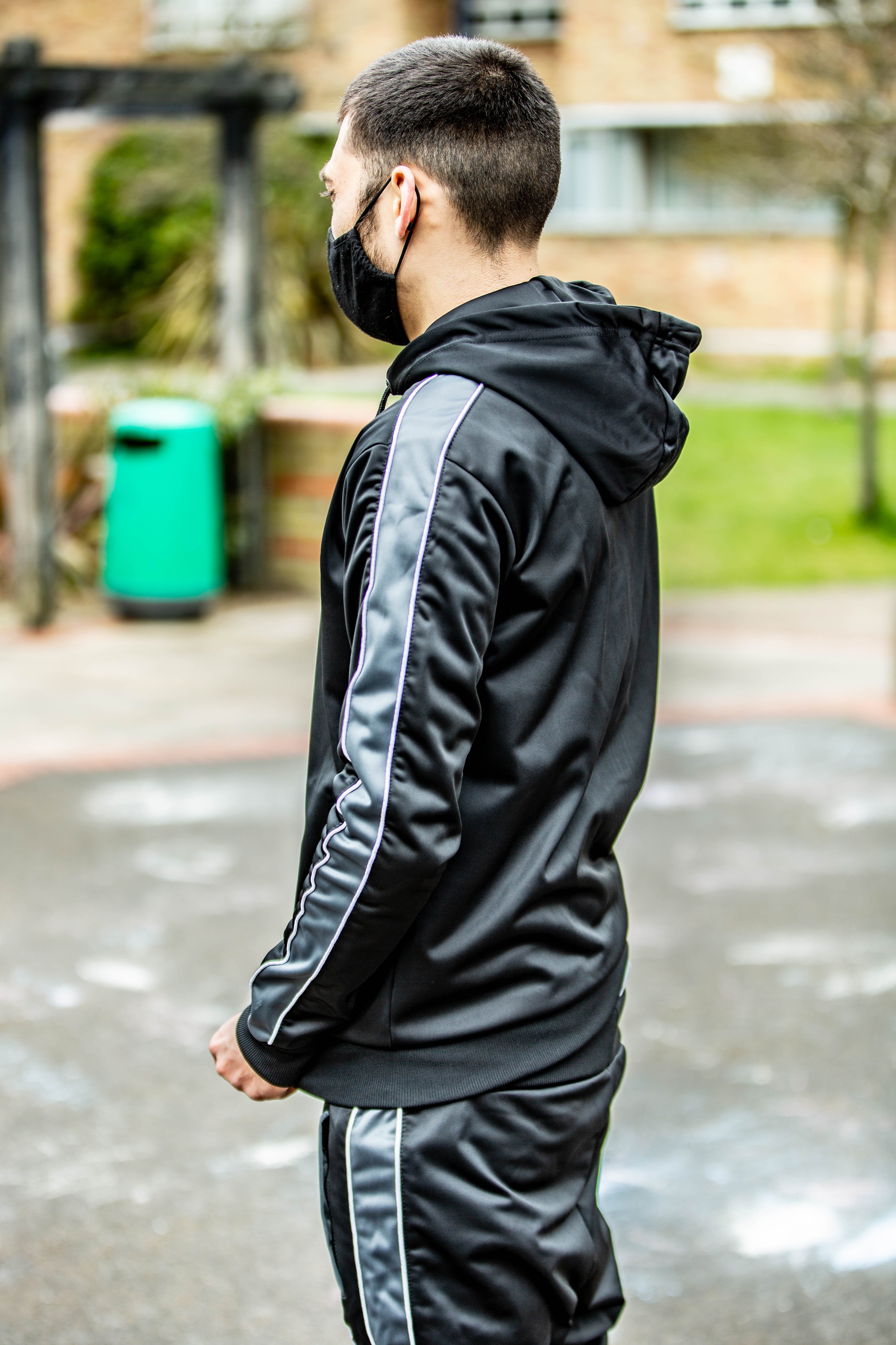 Black Panelled Tracksuit