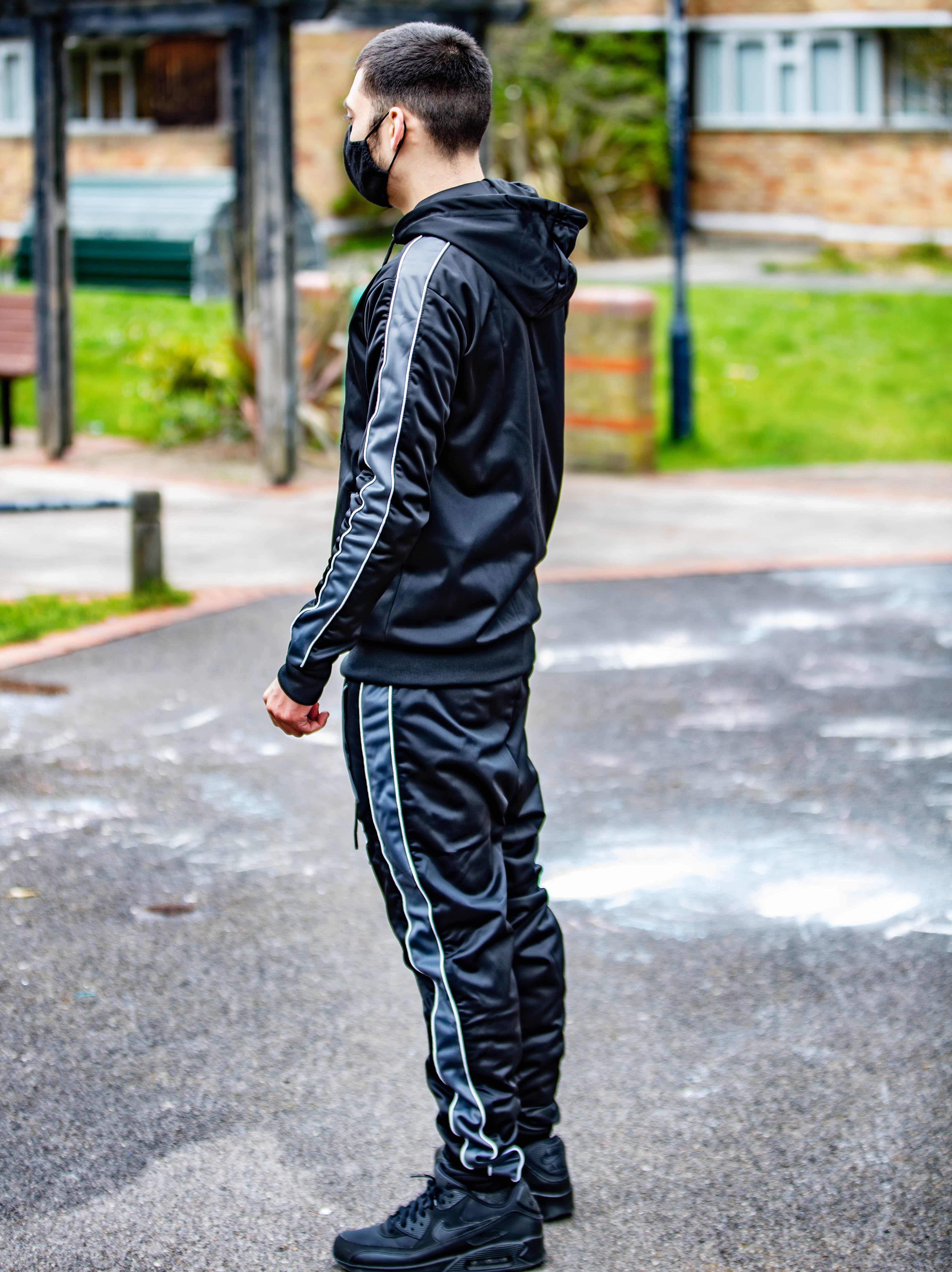 Black Panelled Tracksuit