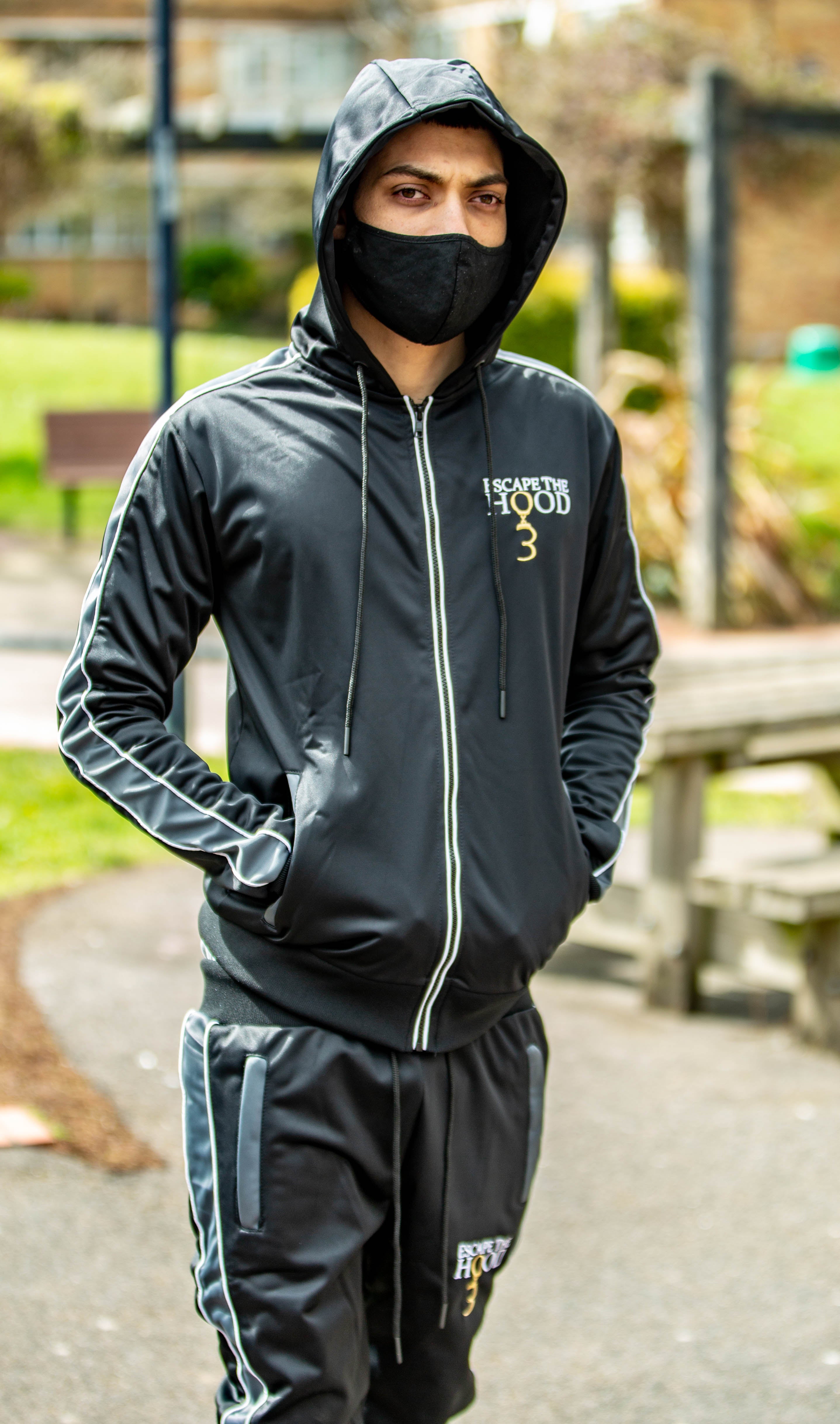 Black Panelled Tracksuit